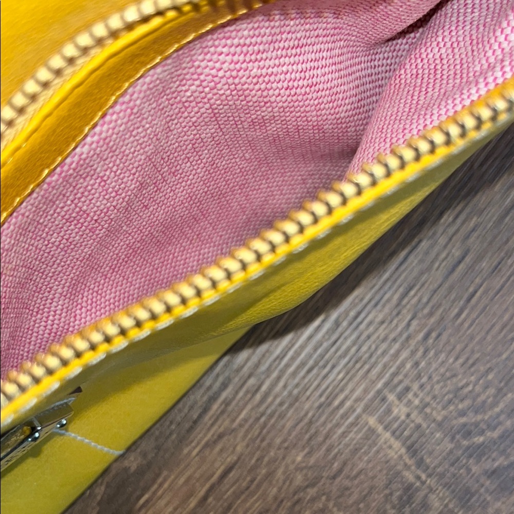 Dooney & Bourke Yellow Leather Tote Bag - Picture 12 of 13